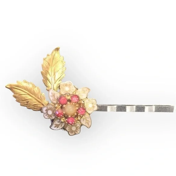 Golden Leaf & Floral Hair ClipS Romantic Botanical NWT Hairpins Elegant NWT - Picture 3 of 3